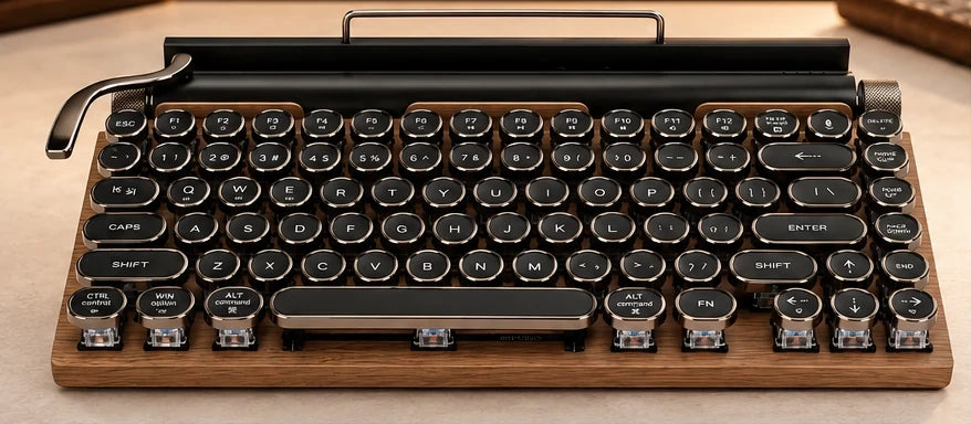 VORIQOK typewriter keyboard on a desk