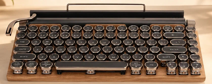 VORIQOK typewriter keyboard on a sunlit desk