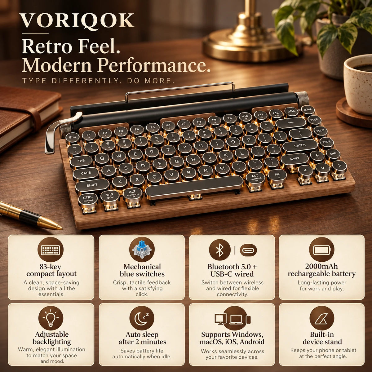 VORIQOK Type 83™ Retro Mechanical Keyboard